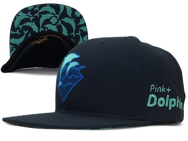 Pink Dolphin Waves Snapback Navy Hat XDF 0701